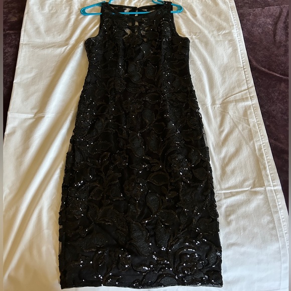 Adrianna Papell Black Sequin Lace Dress - Picture 2 of 5